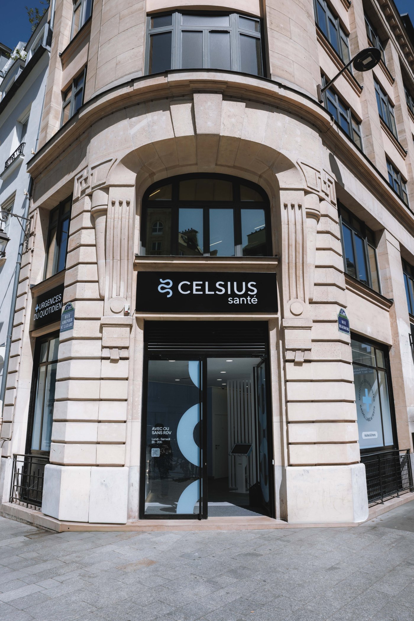 Façade du centre Celsius Santé, rue Beaubourg